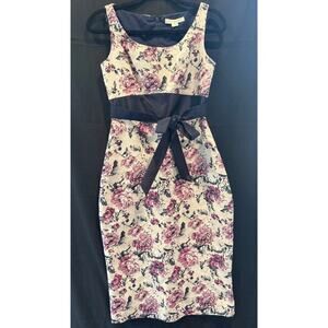 Kay Unger Sleeveless Lila Floral Cocktail Bow Dress